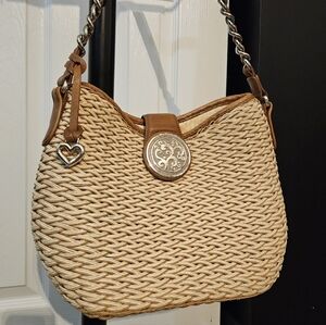 Brighton Beautiful Three ton tan weave shoulder purse